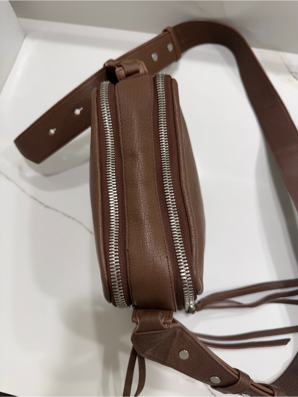 All Saints Tan-Brown Leather Messenger Bag - Picture 14 of 15